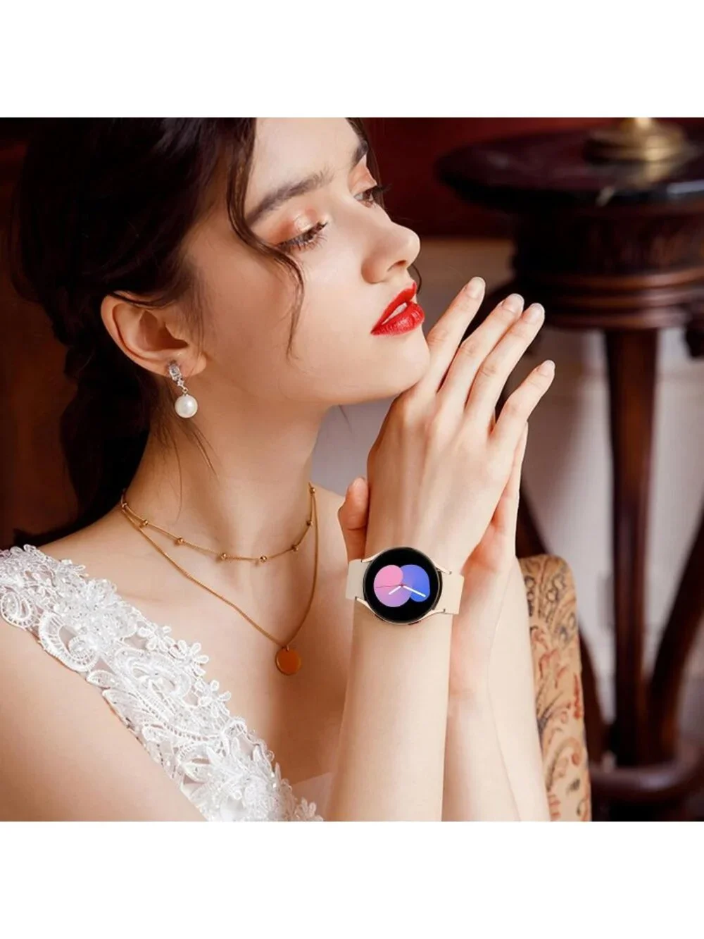 Unisex Milk Tea Analog Silicone Replacement Strap Samsung Galaxy Classic Watch